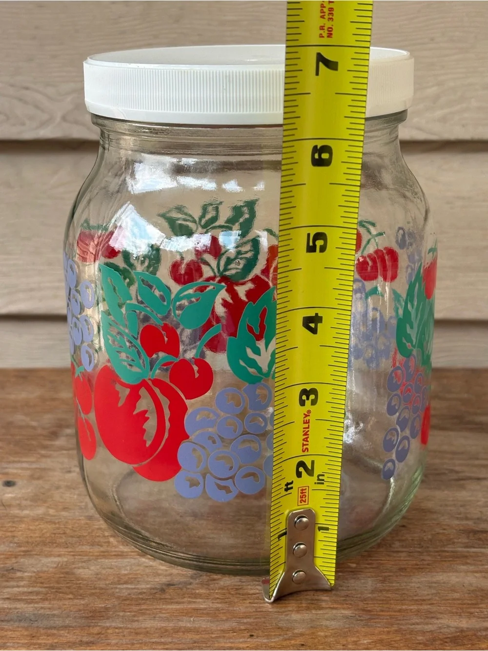 VTG Glass Storage Jar – Mid-Century Fruit Motif Kitchen Decor